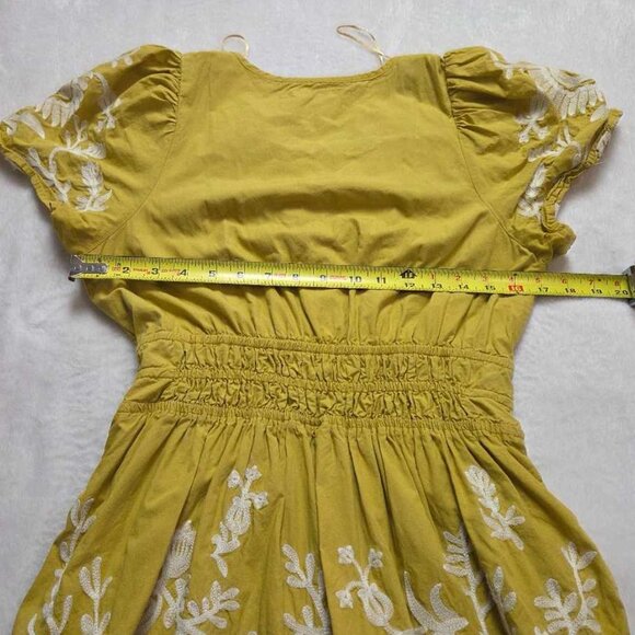 S By Anthropologie The Somerset printed maxi dress yellow embroidered flowers 3 - Picture 9 of 12